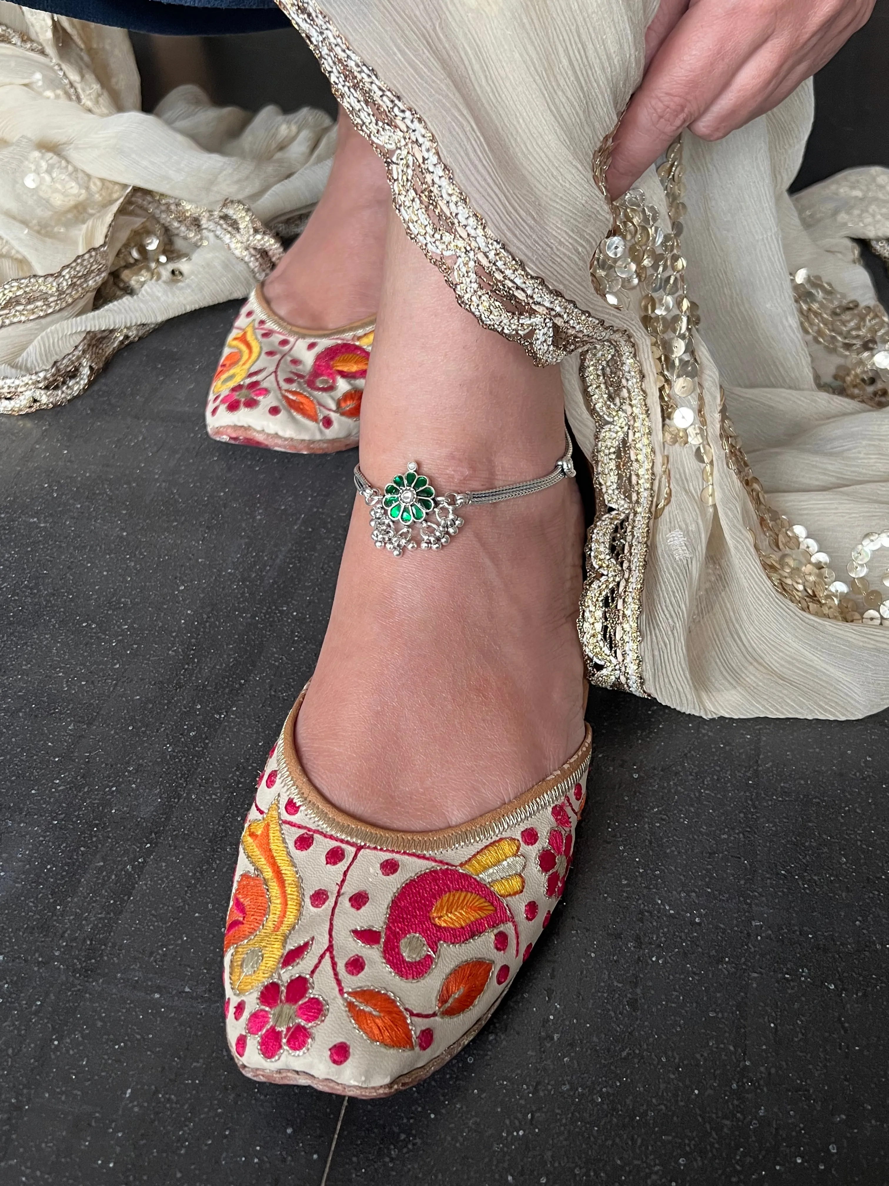Pure 925 Silver Anklets- Set of 2