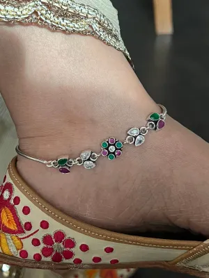 Pure 925 Silver Anklets- Set of 2
