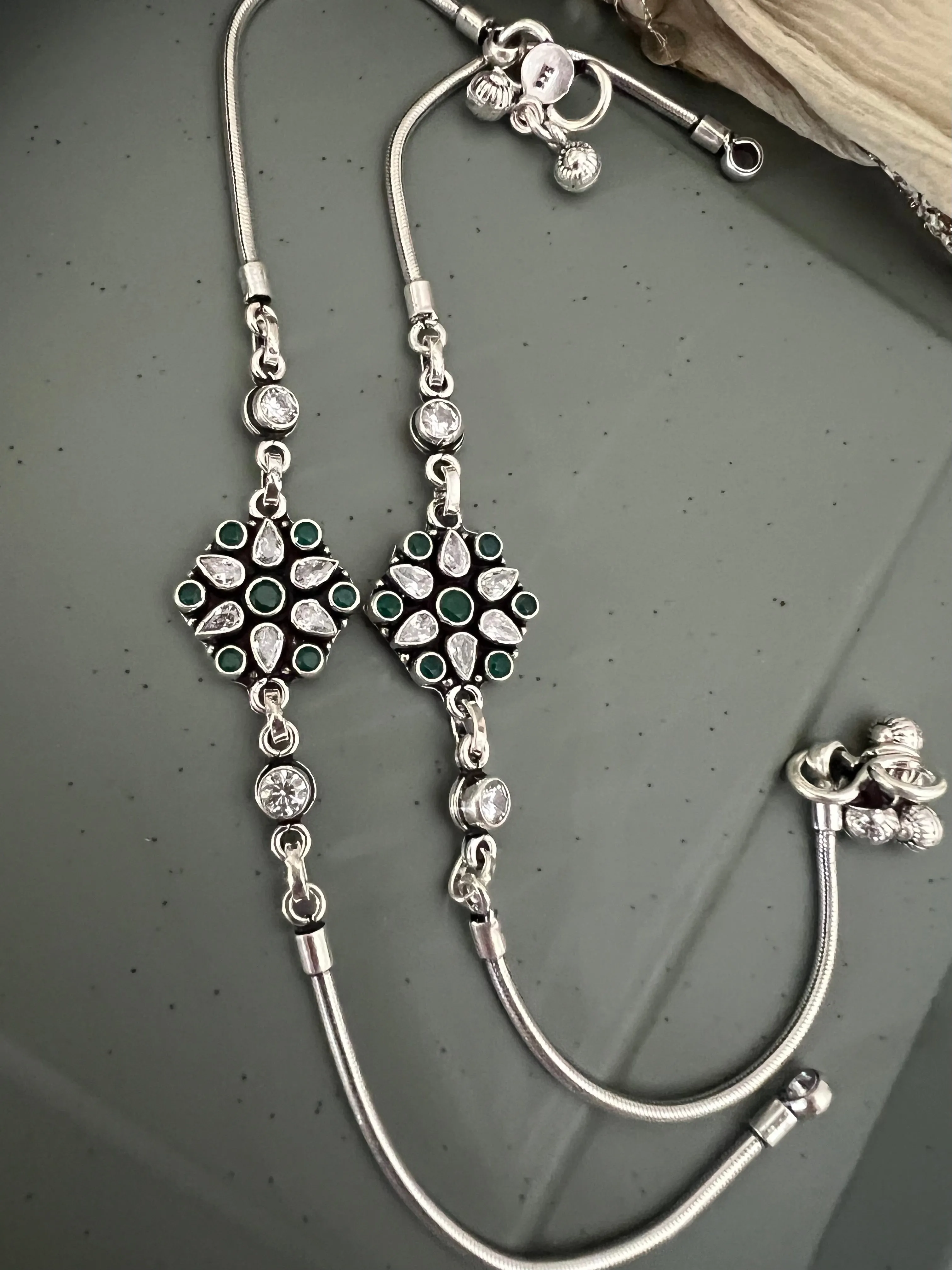 Pure 925 Silver Anklets- Set of 2