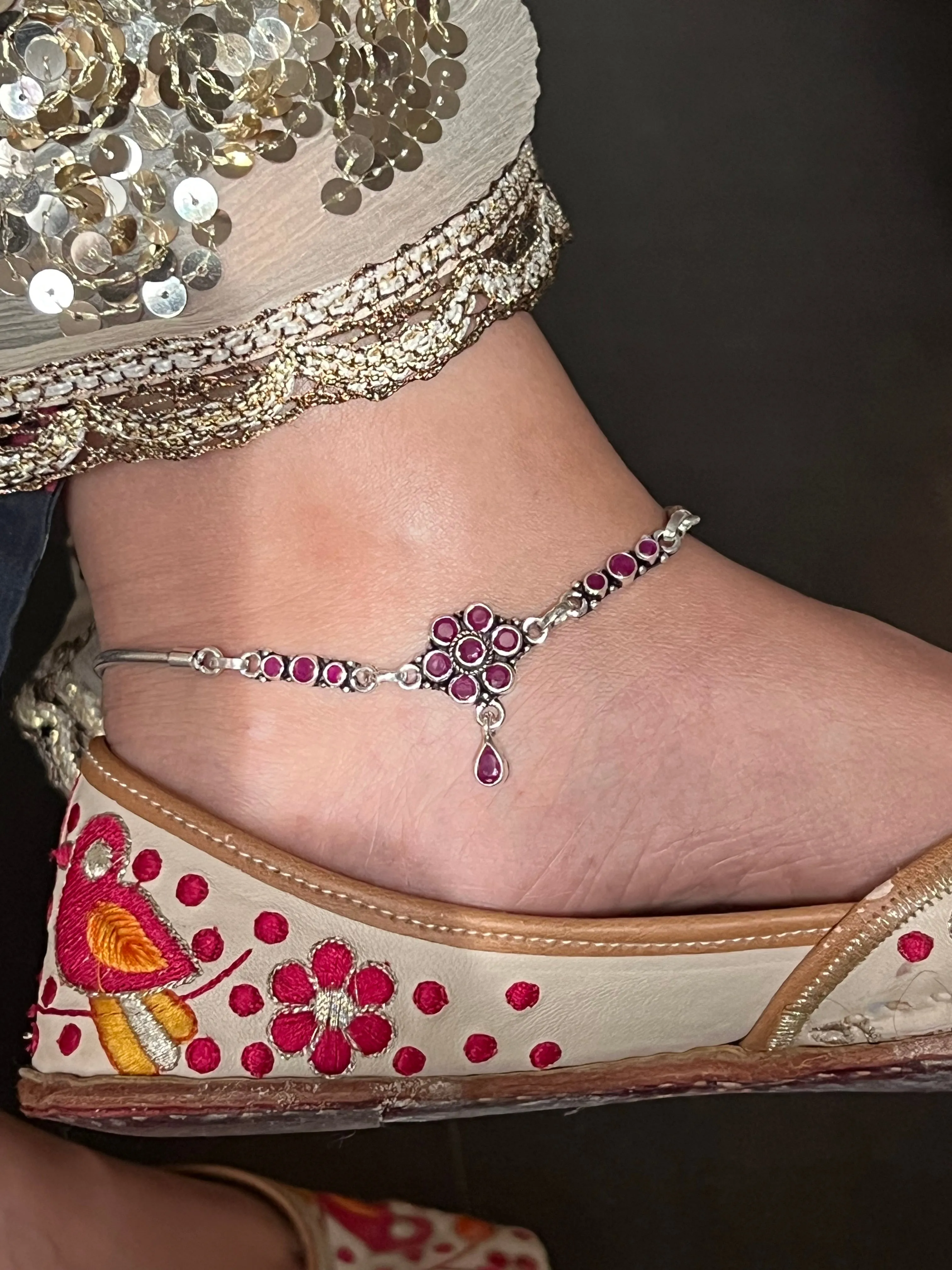 Pure 925 Silver Anklets- Set of 2