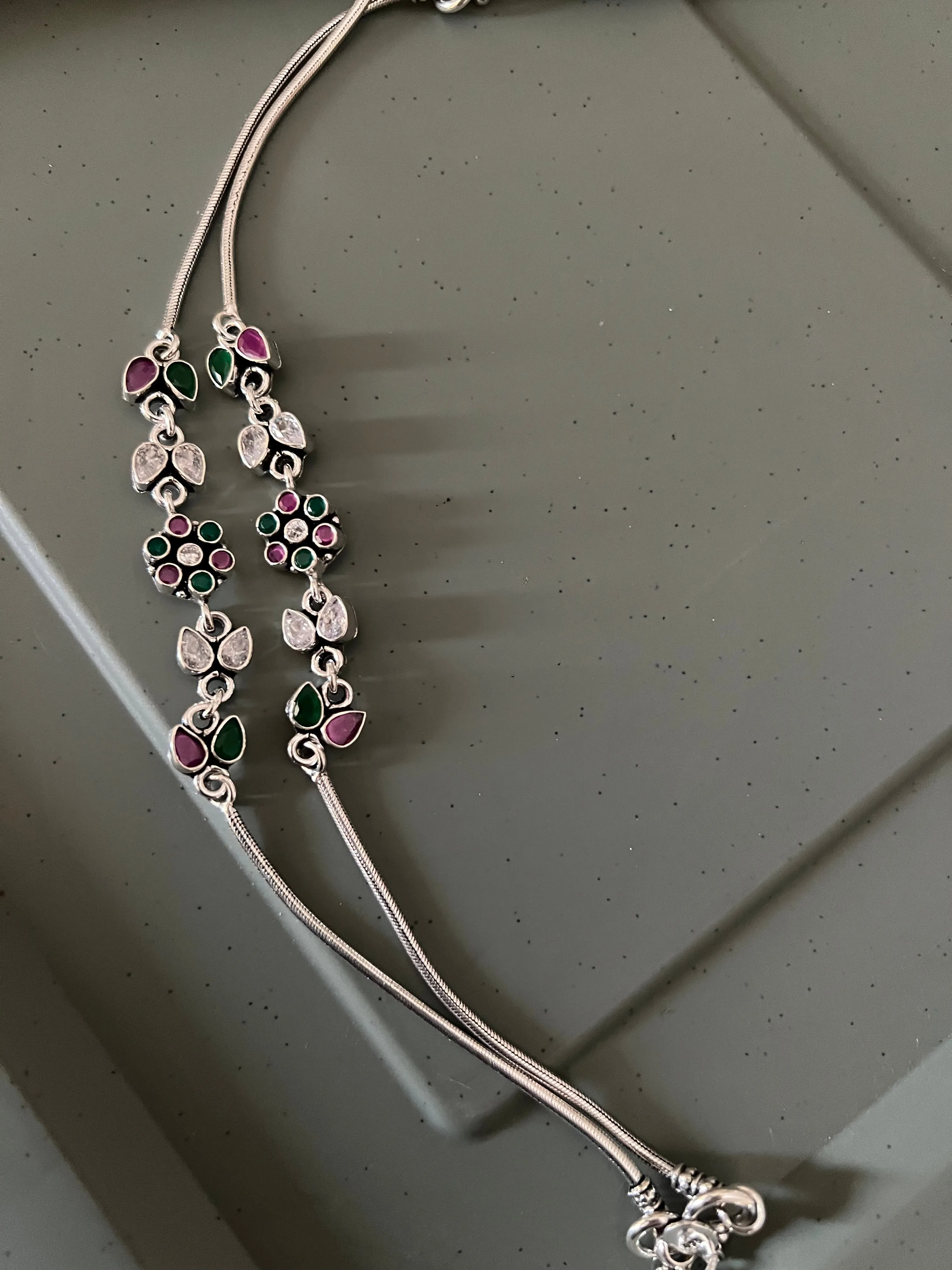 Pure 925 Silver Anklets- Set of 2