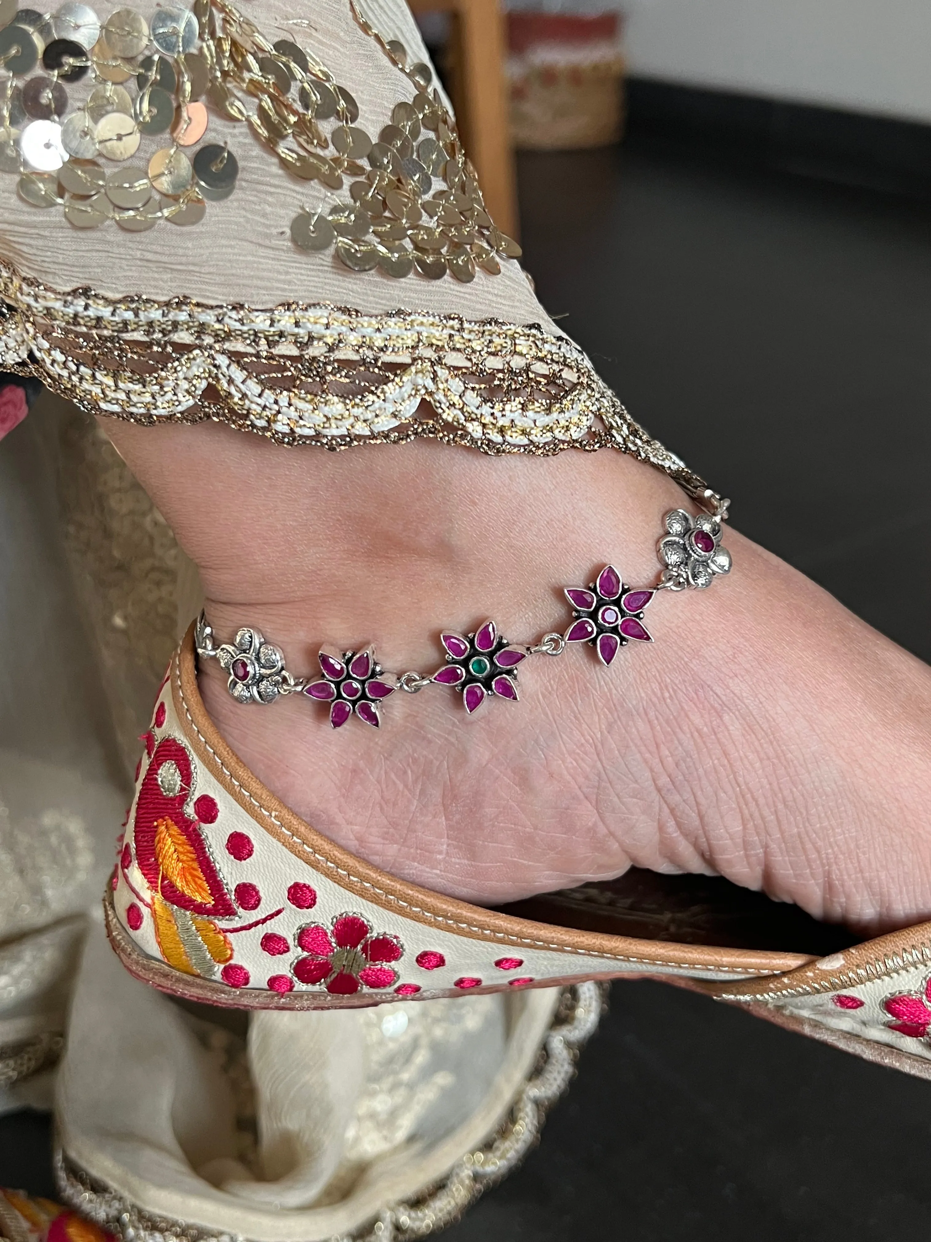 Pure 925 Silver Anklets- Set of 2