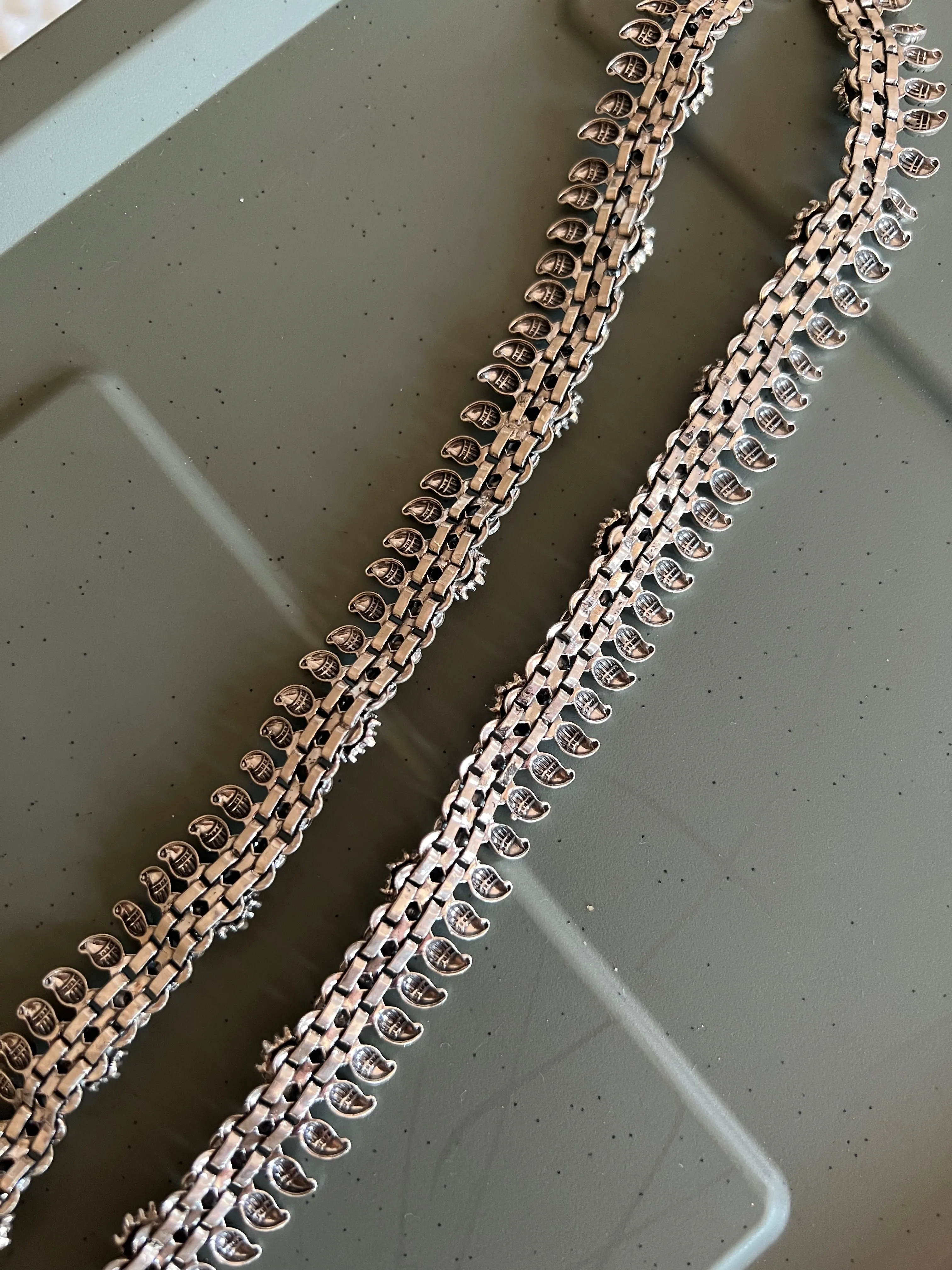 Pure 925 Silver Marcasite Anklets- Set of 2