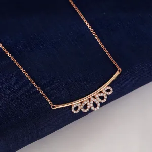 Pure Silver Necklace - Morning Dewdrops in Rose Gold Plating