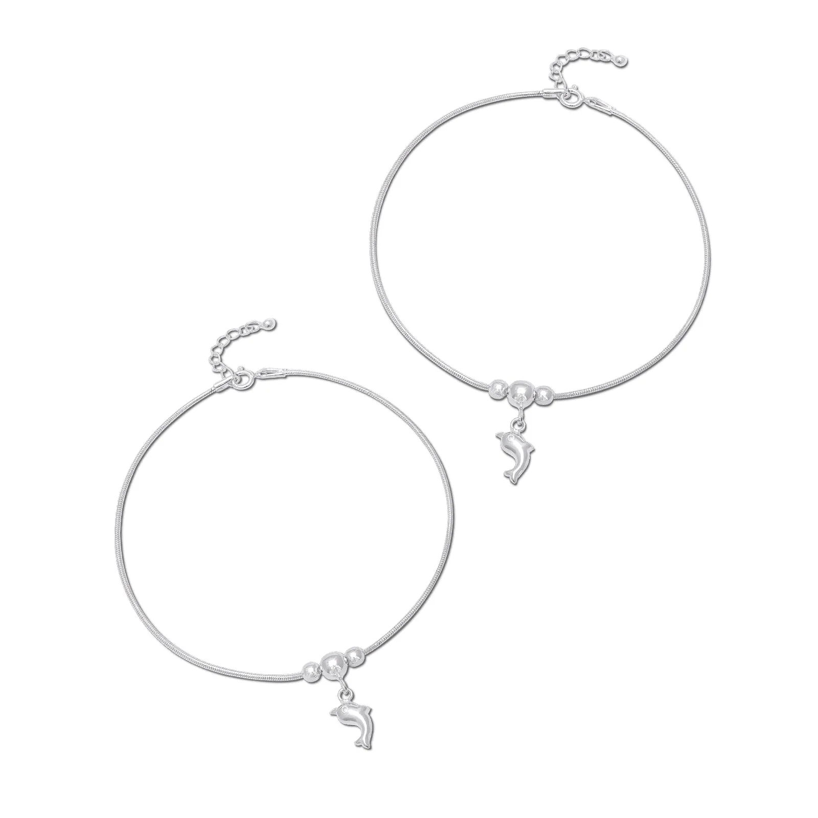 Pure Silver Ocean Breeze Dolphin Silver Chain Anklet