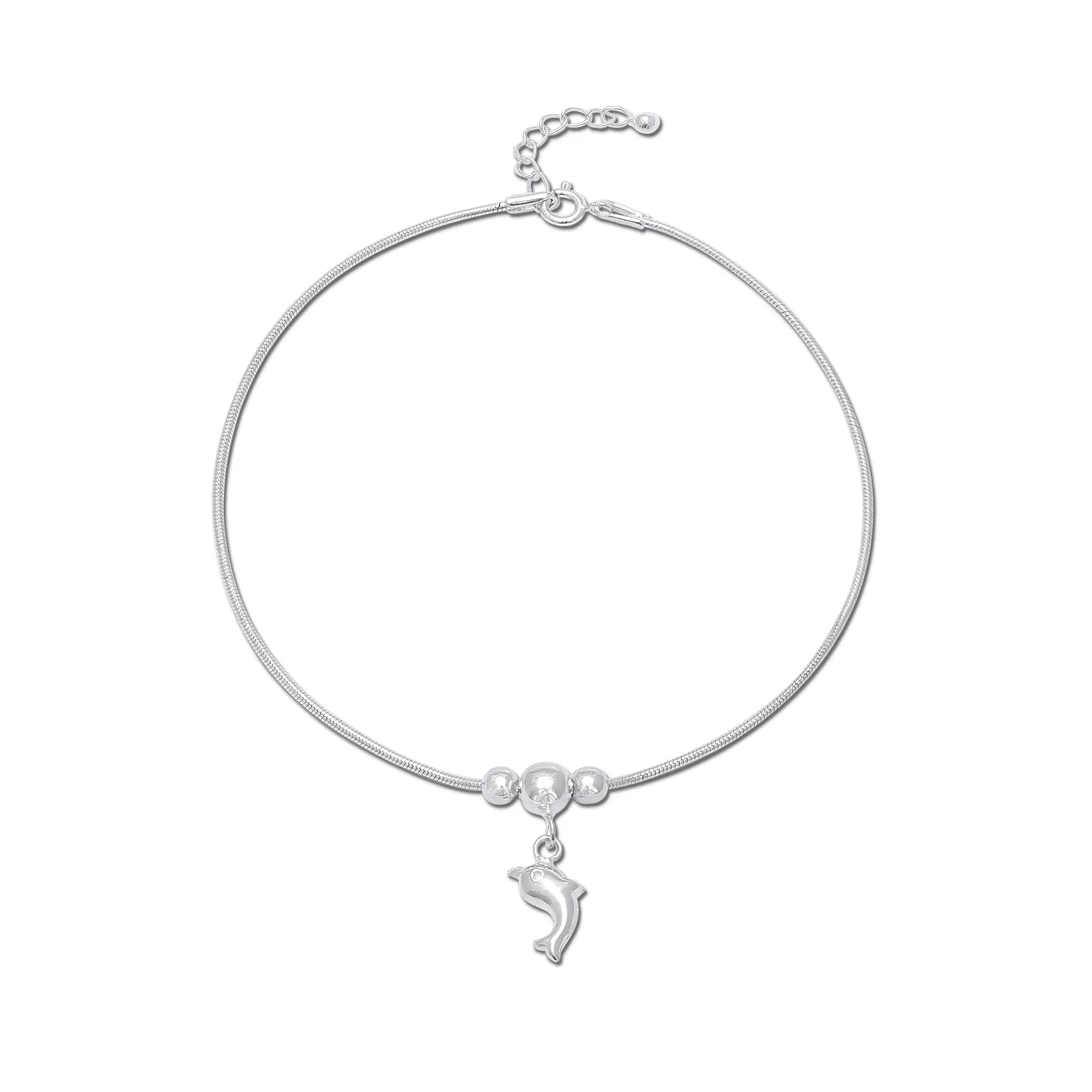 Pure Silver Ocean Breeze Dolphin Silver Chain Anklet