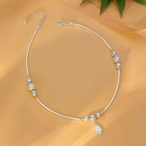 Pure Sterling Silver Evil Eye Hamsa Hand Silver Anklet