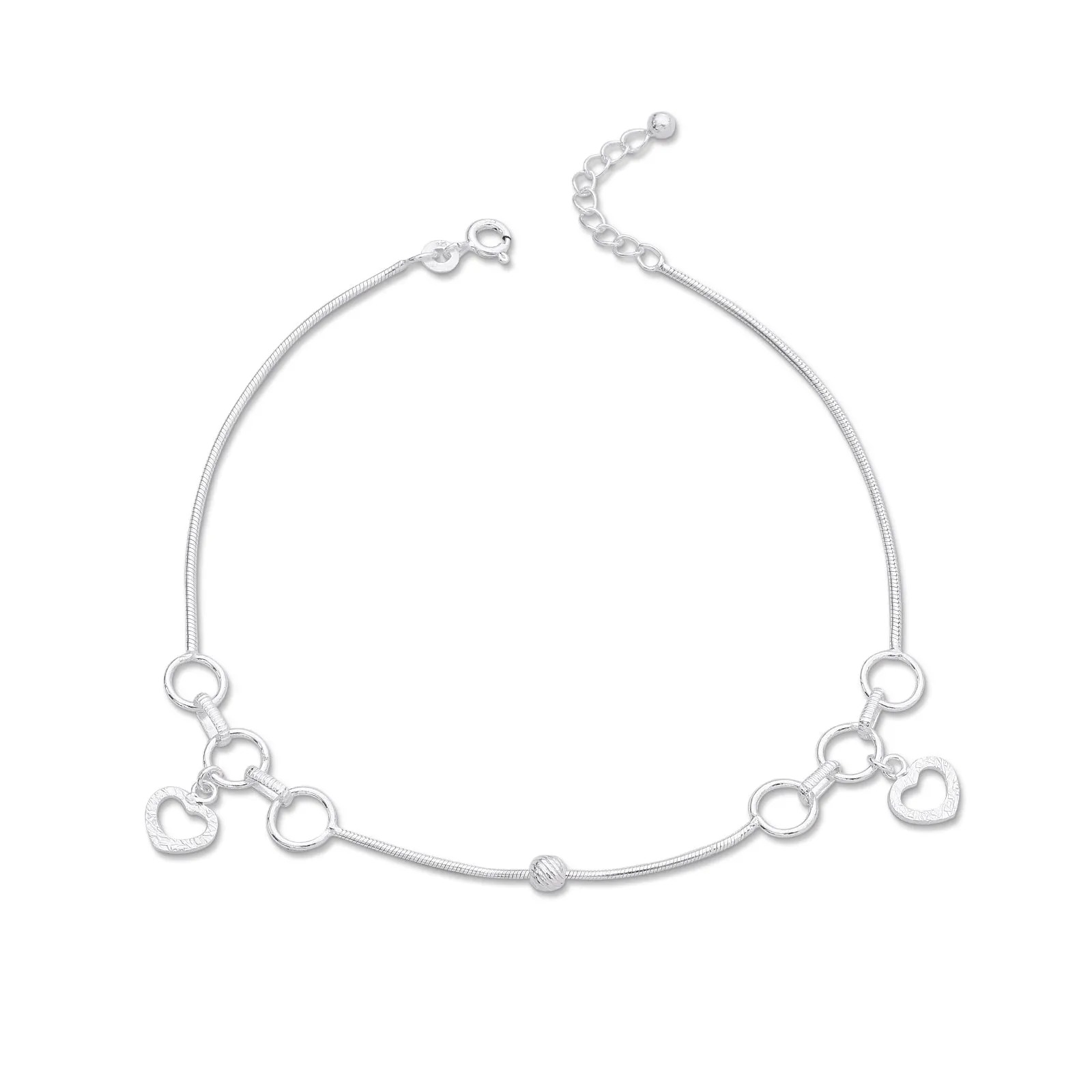 Pure Sterling Silver Ring & Melting Heart Silver Anklets