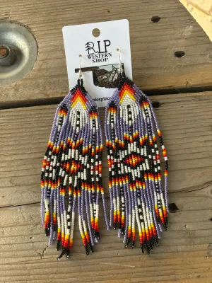 Purple Feather Earrings