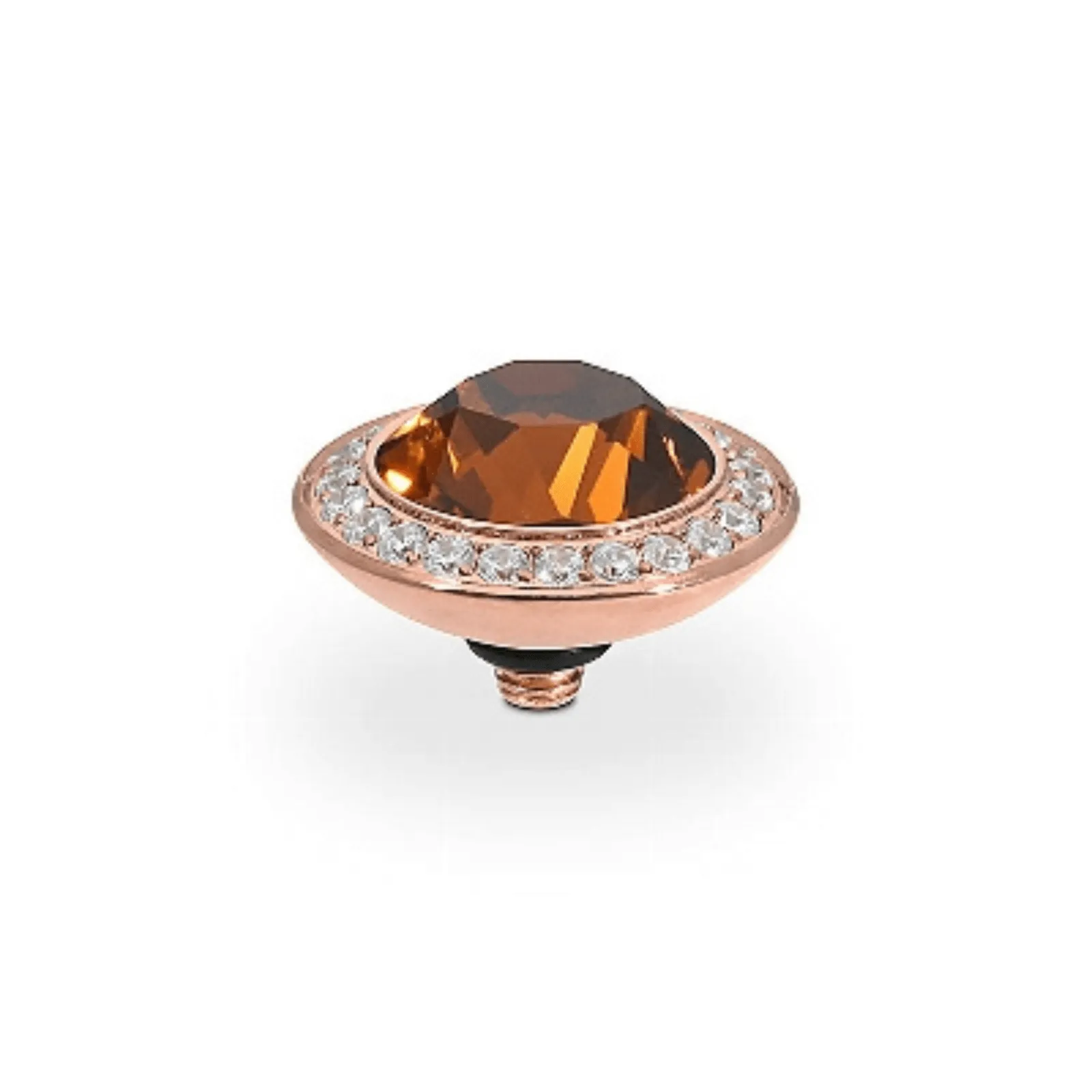 Qudo Tondo Deluxe 13mm Rose Gold Topper - Smoked Topaz