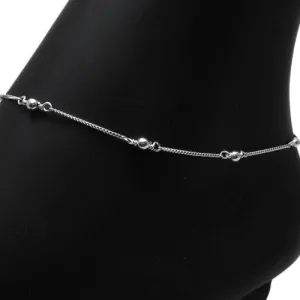 Radiant Sterling Silver 9"-10" Adjustable Bead Anklet