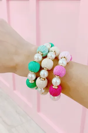 Raffia & Pearl Stretch Bracelets