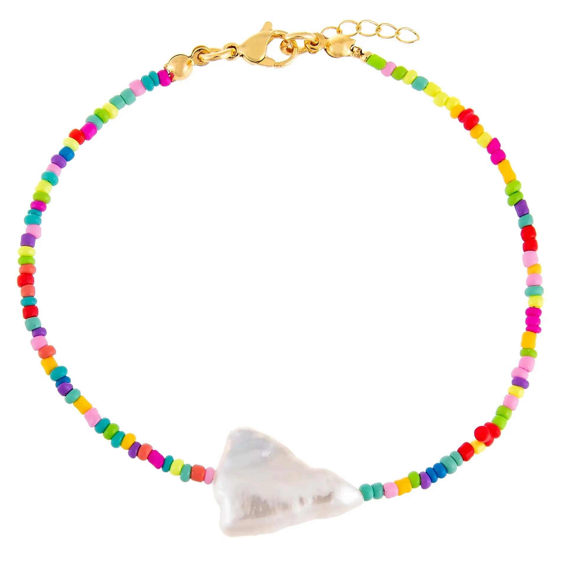 Rainbow Baroque Pearl Color Beaded Anklet