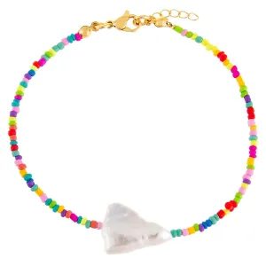 Rainbow Baroque Pearl Color Beaded Anklet