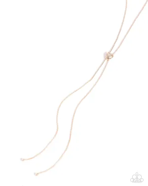 Raised Rose - Rose Gold - Flower Filigree Heart Paparazzi Bolo Necklace