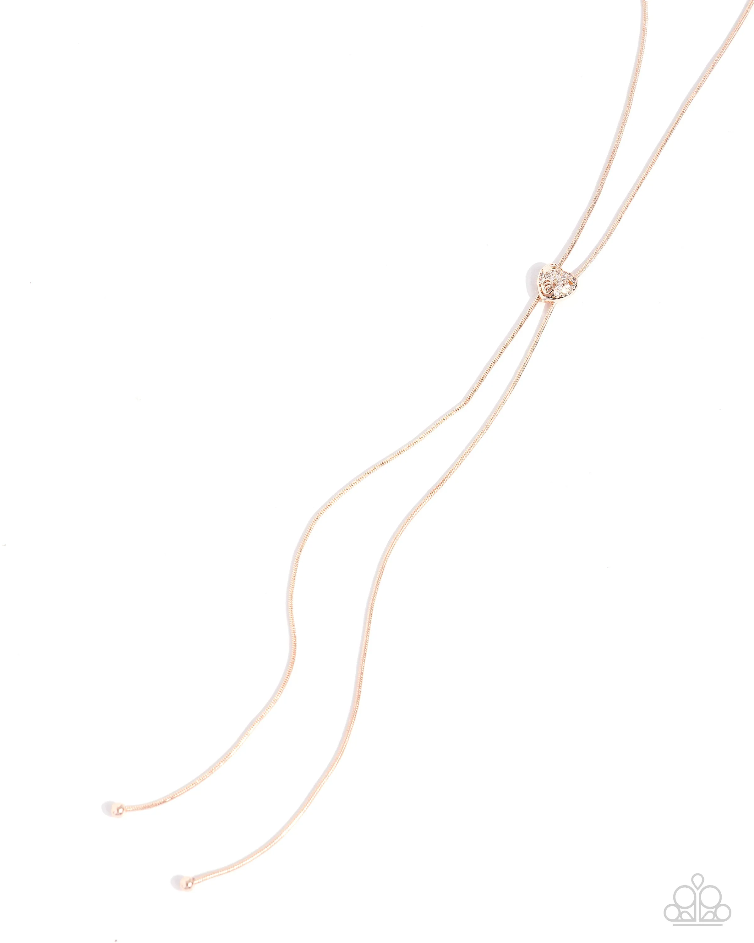 Raised Rose - Rose Gold - Flower Filigree Heart Paparazzi Bolo Necklace