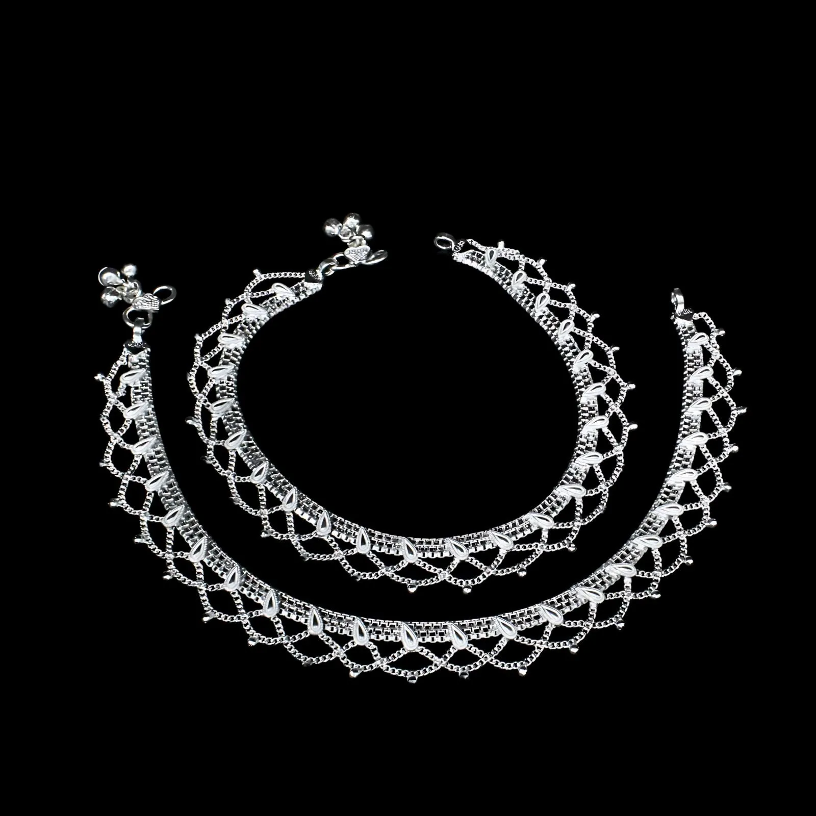 Real Silver amazing Anklets for Indian Women Ankle Pair 10.3"
