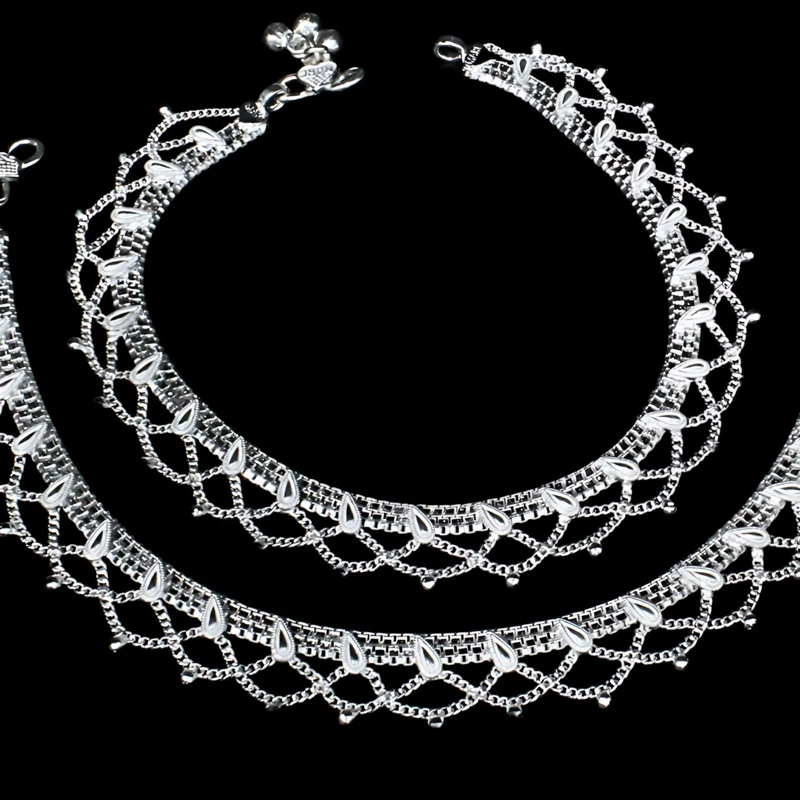 Real Silver amazing Anklets for Indian Women Ankle Pair 10.3"