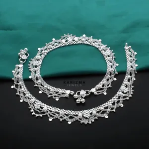 Real Sterling Silver Indian women daily wear Anklet Ankle Bracelet 10.3"