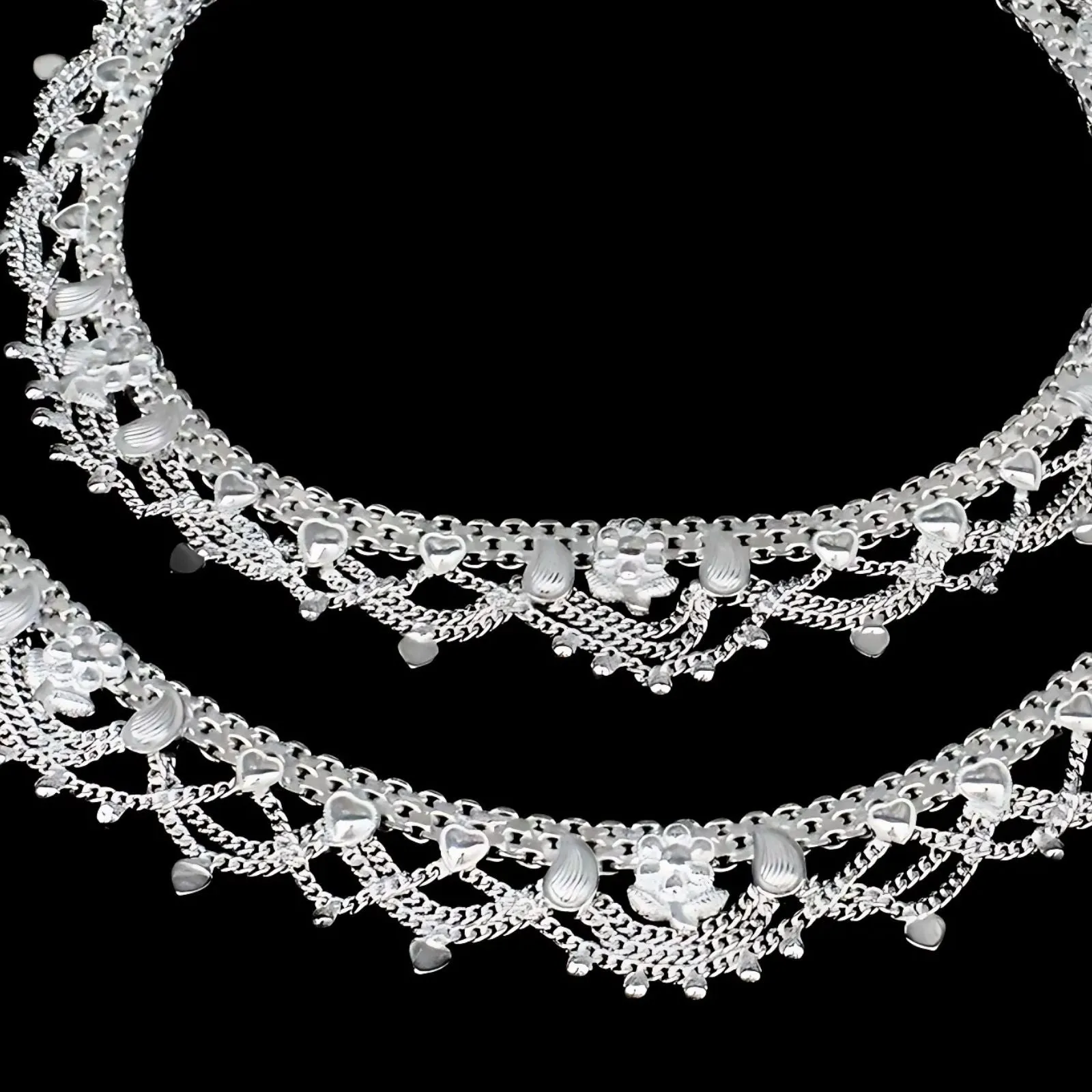 Real Sterling Silver Indian women daily wear Anklet Ankle Bracelet 10.3"