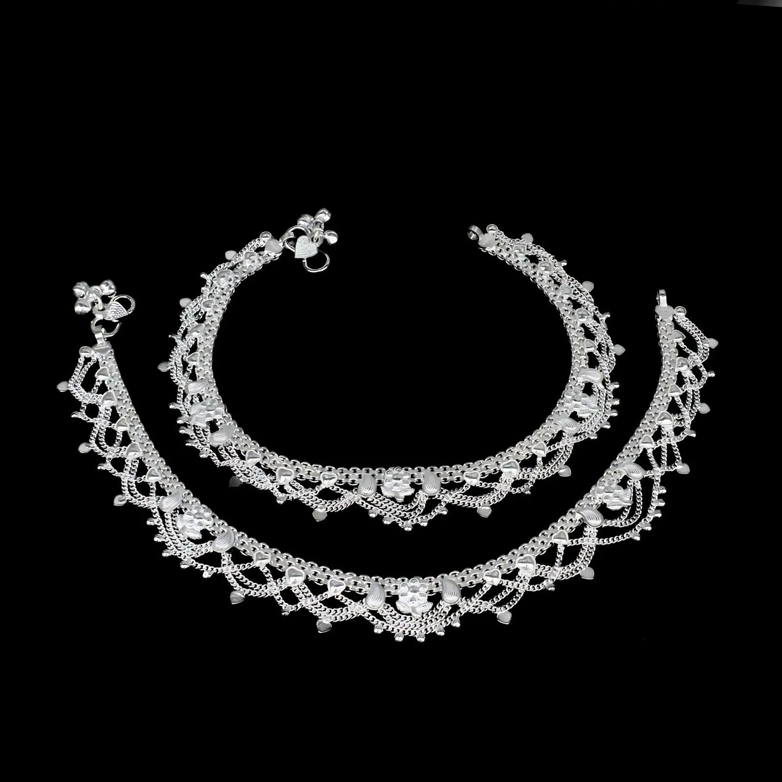 Real Sterling Silver Indian women daily wear Anklet Ankle Bracelet 10.3"