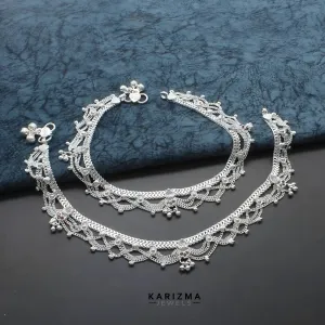 Real Sterling Silver Indian women Pink CZ handmade Excellent gifting Anklet Ankle Pair 10.3"