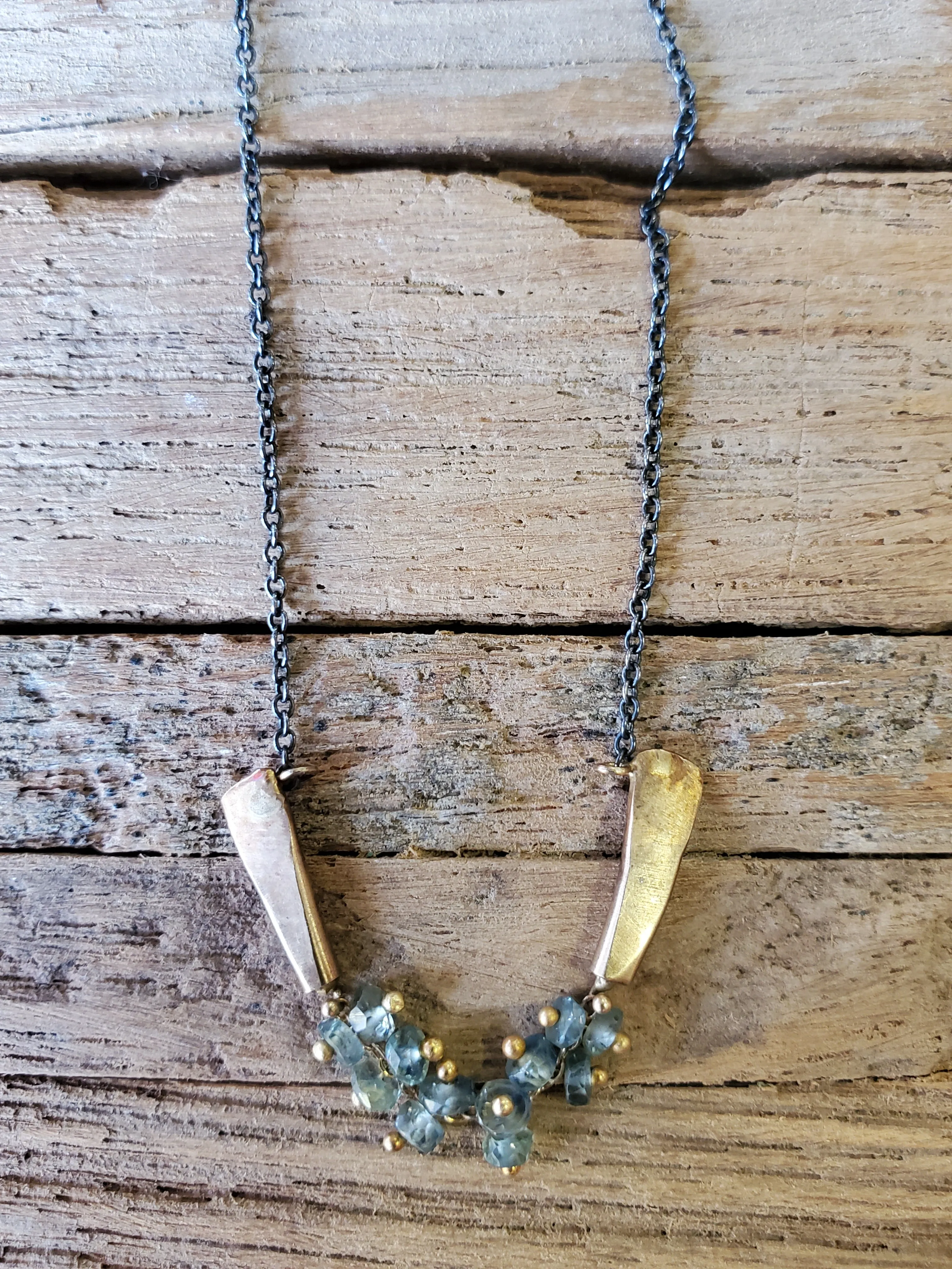 Rebecca Overmann 14K/Oxidized Sterling Silver Sapphire Necklace