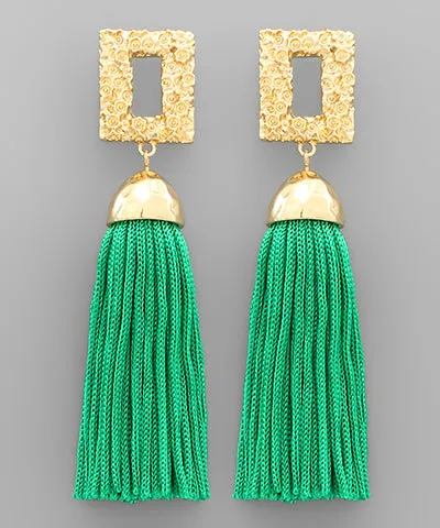 Rectangle Tassel Earrings