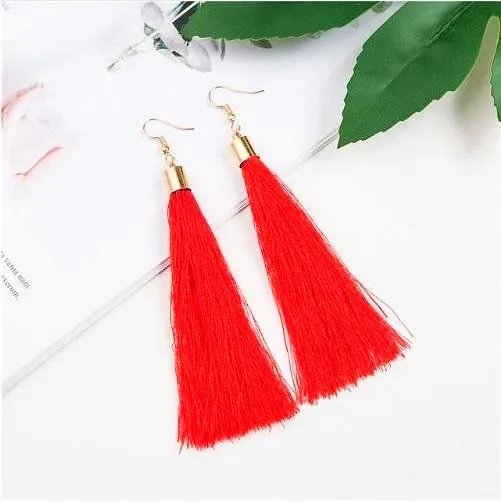 Red Tassel Earrings