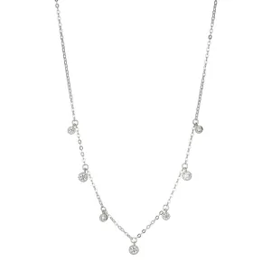 Reign Sterling Silver Rhodium Plated CZ Milgrain Accent Station Necklace