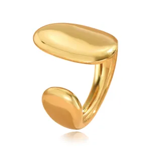retro Baroque style large glossy stainless steel gold ring JLTR0520