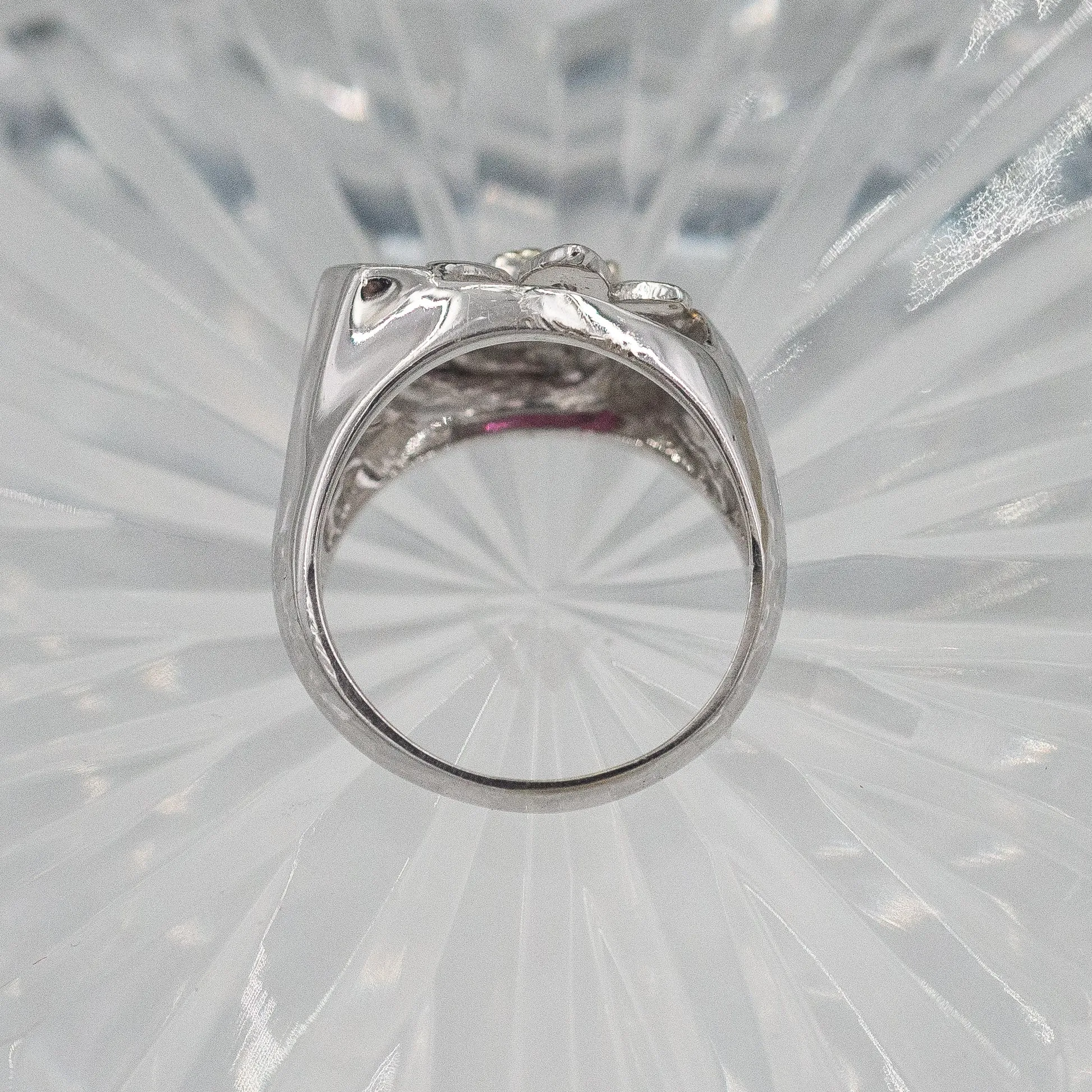 Retro Ruby and Diamond Cocktail Ring c1950