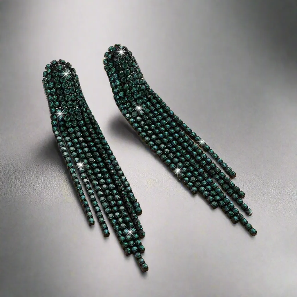 Rich Green Tassel Earrings