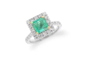 Ring Colombian Square Emerald Extra Quality & Diamonds