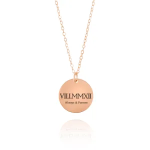 Roman Numeral Copper Anniversary Necklace
