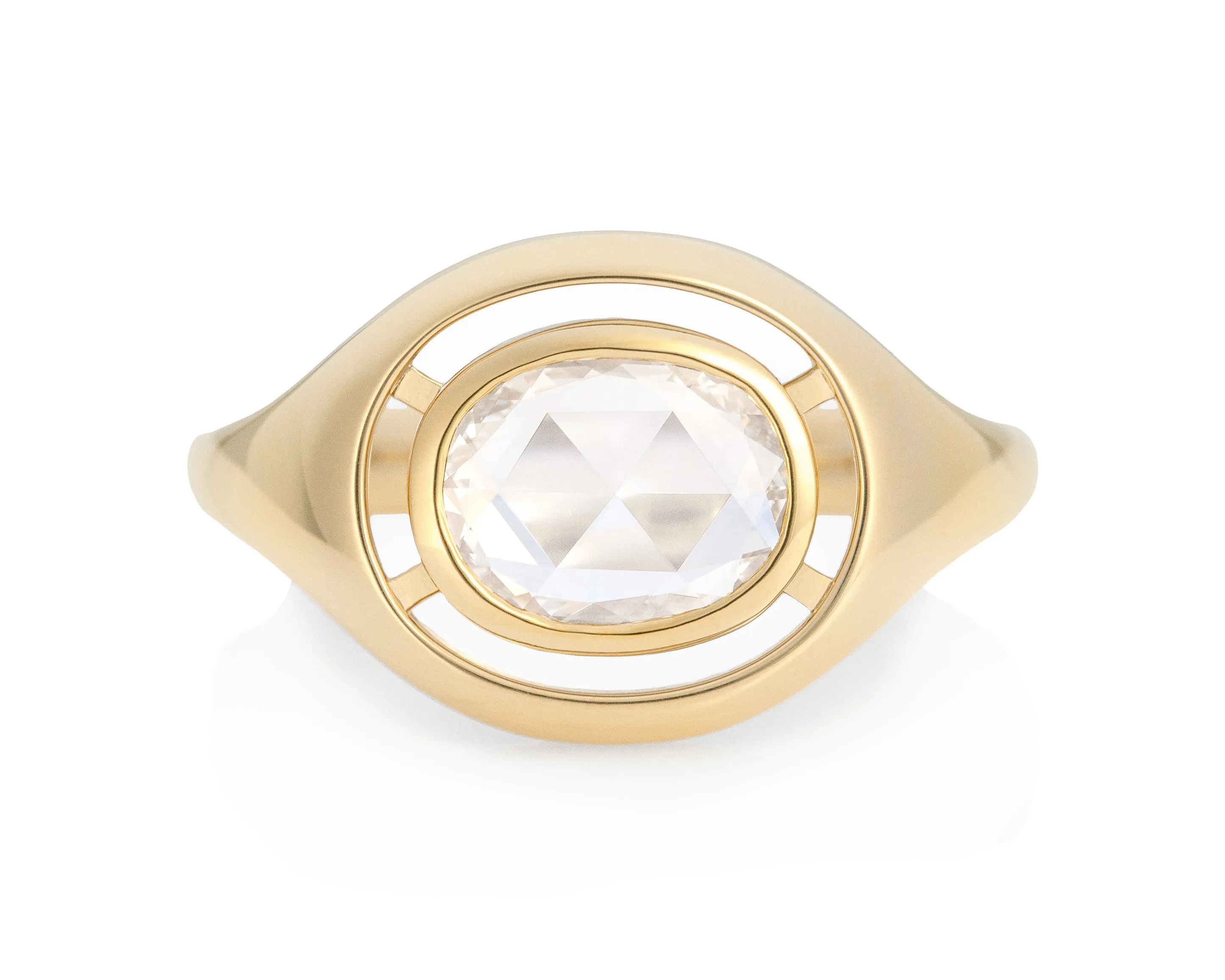 Rose Cut Oval Diamond Virgil Ring (Ready to Ship Size 7.5)