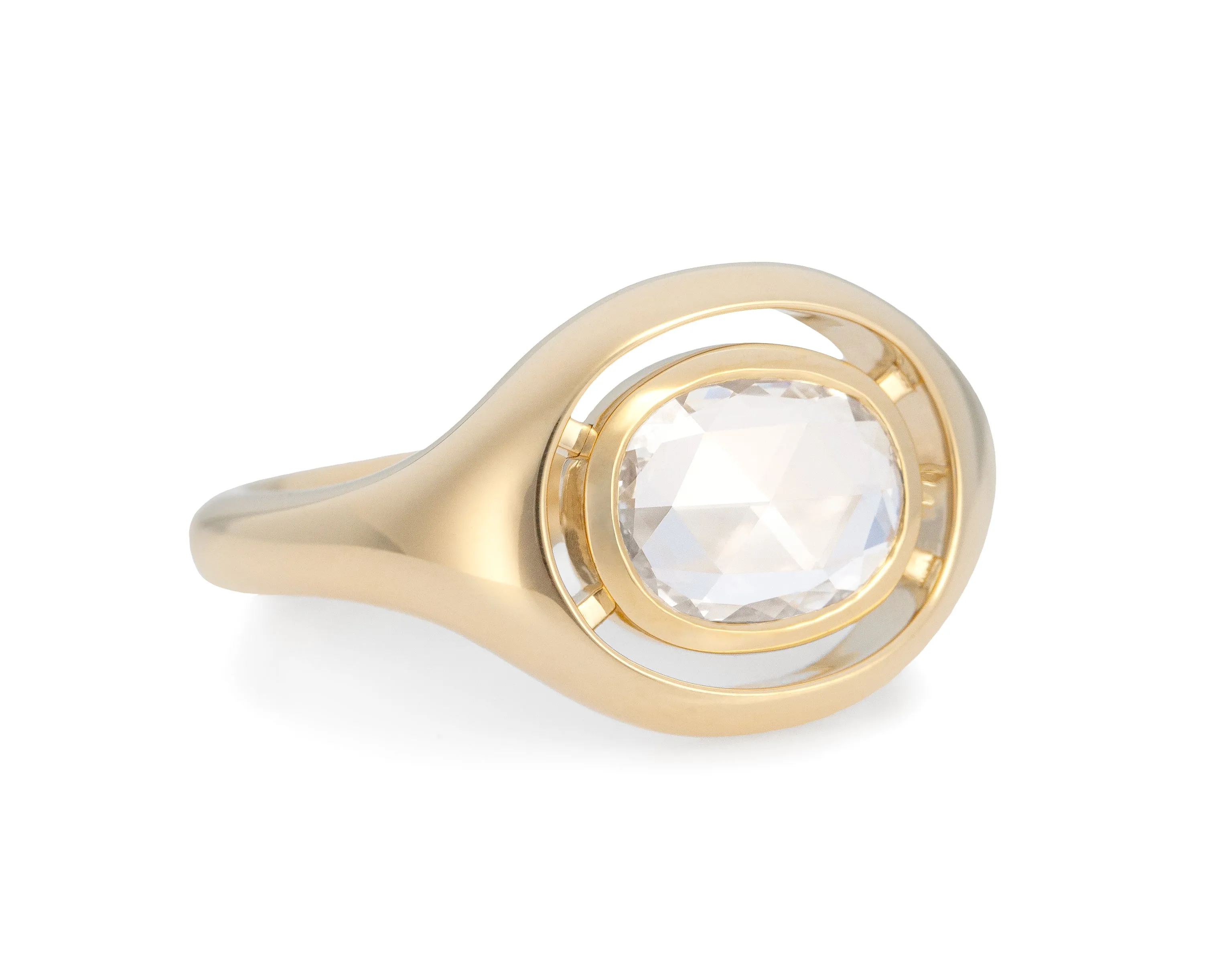 Rose Cut Oval Diamond Virgil Ring (Ready to Ship Size 7.5)