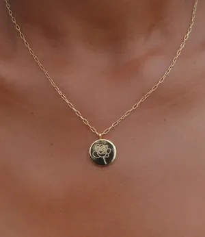 Rose Disk Necklace(Gold)