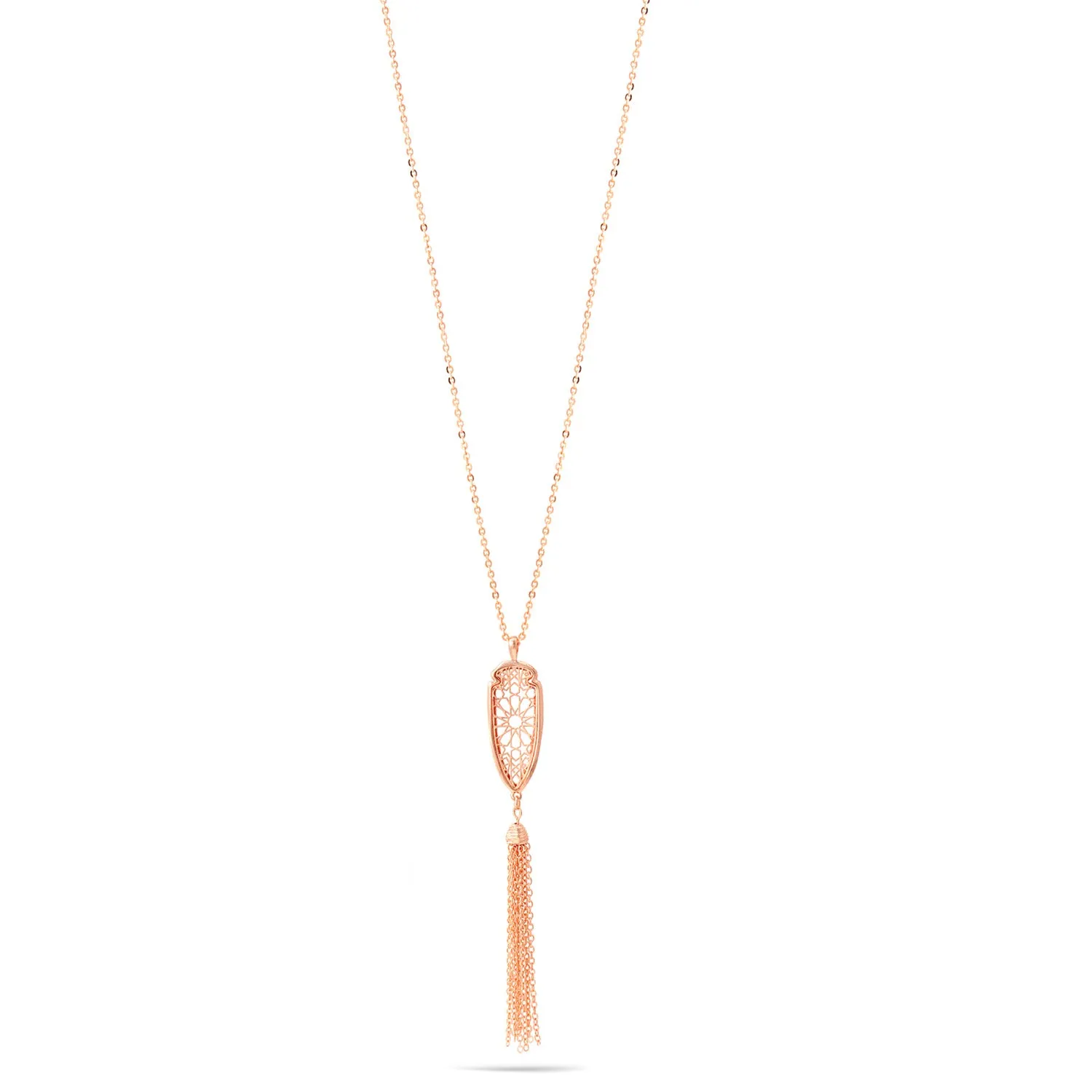 ROSE GOLD PENDANT TASSEL NECKLACE #SWKK-11217RG
