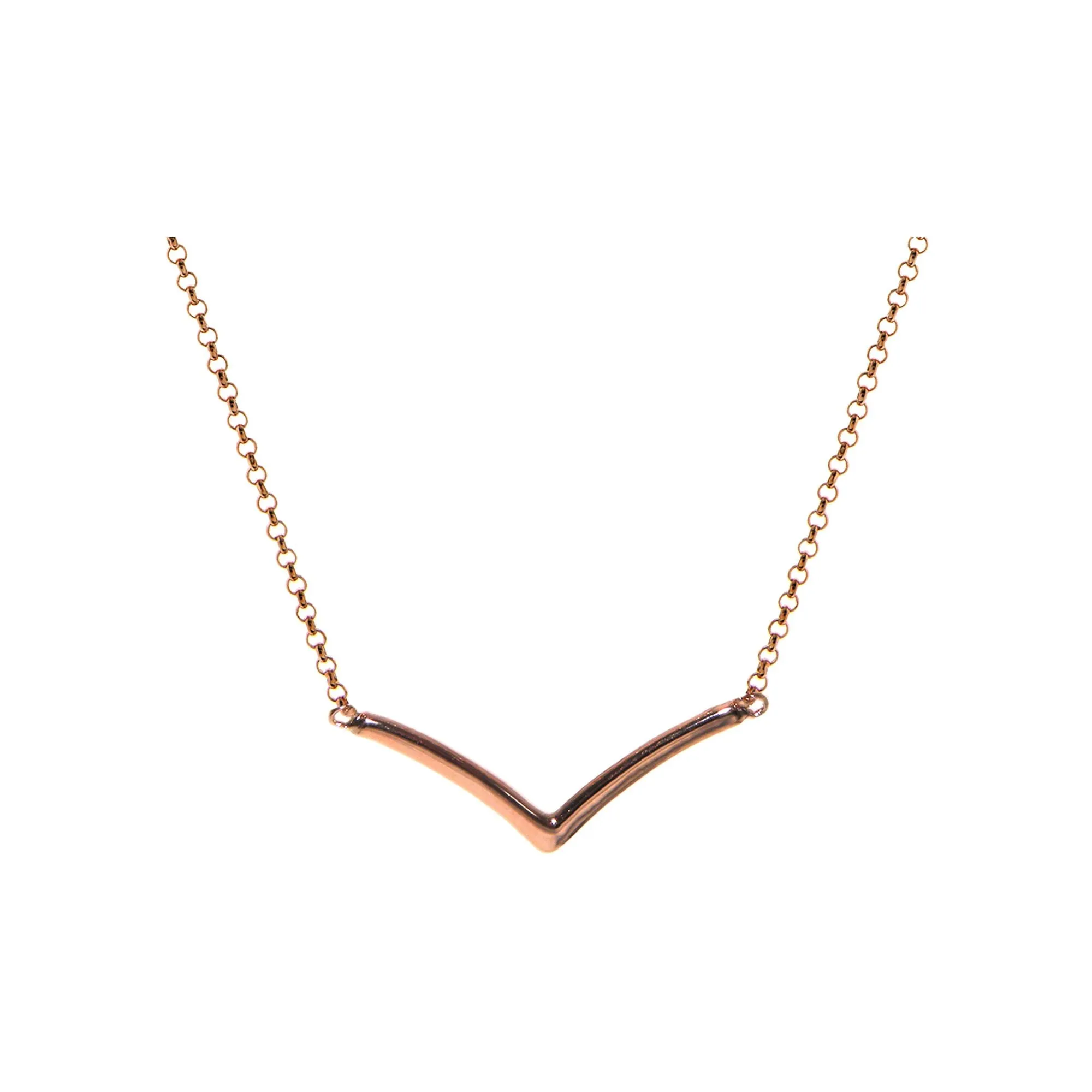 Rose gold plated chain and chevron necklace