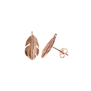 Rose gold plated feather studs