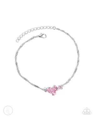 Rose Review - Pink - Metallic Dipped Flower Paparazzi Anklet