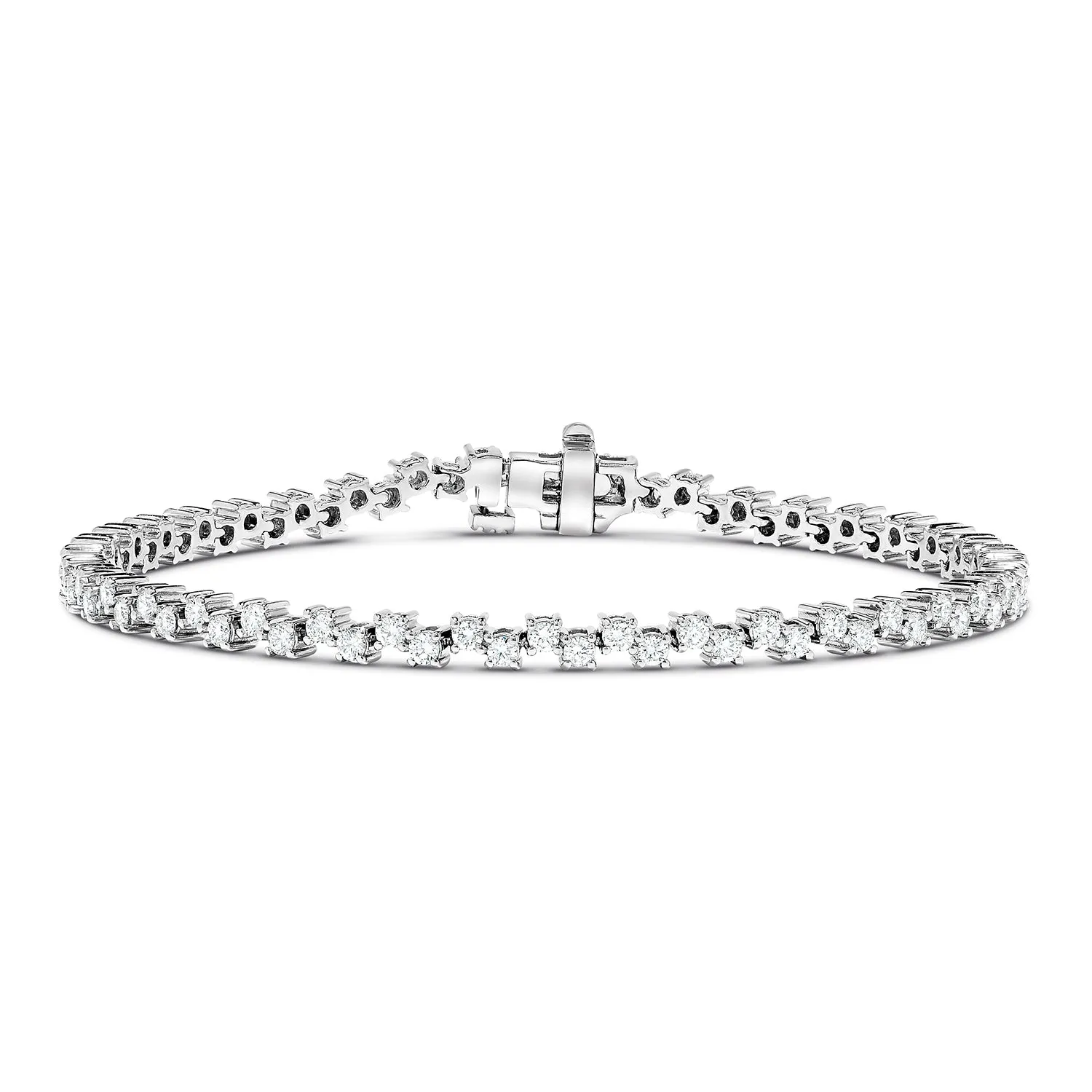 Sabel Collection 18K White Gold Round Diamond Zig-Zag Tennis Bracelet