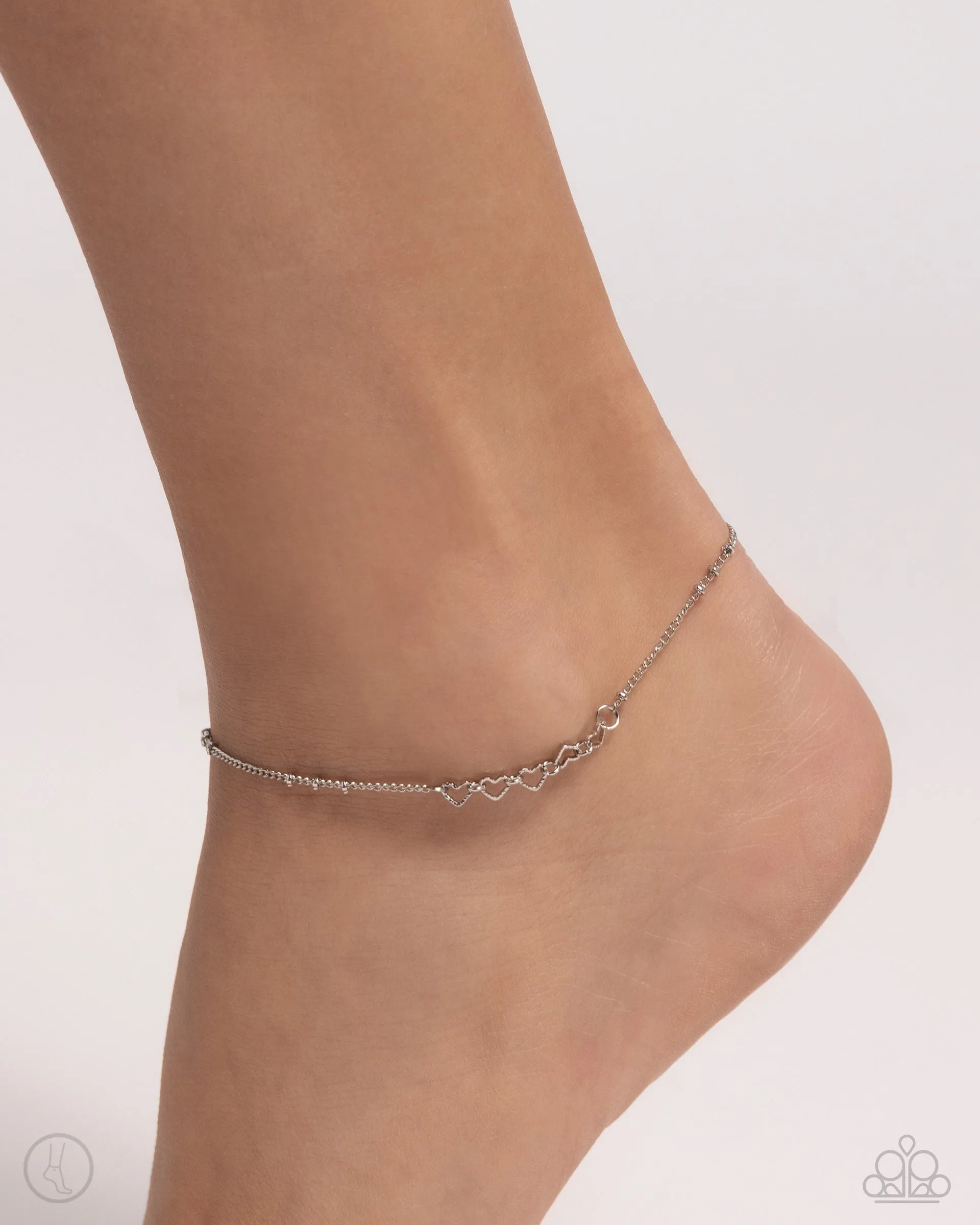 Satellite Shimmer - Silver - Heart Paparazzi Anklet