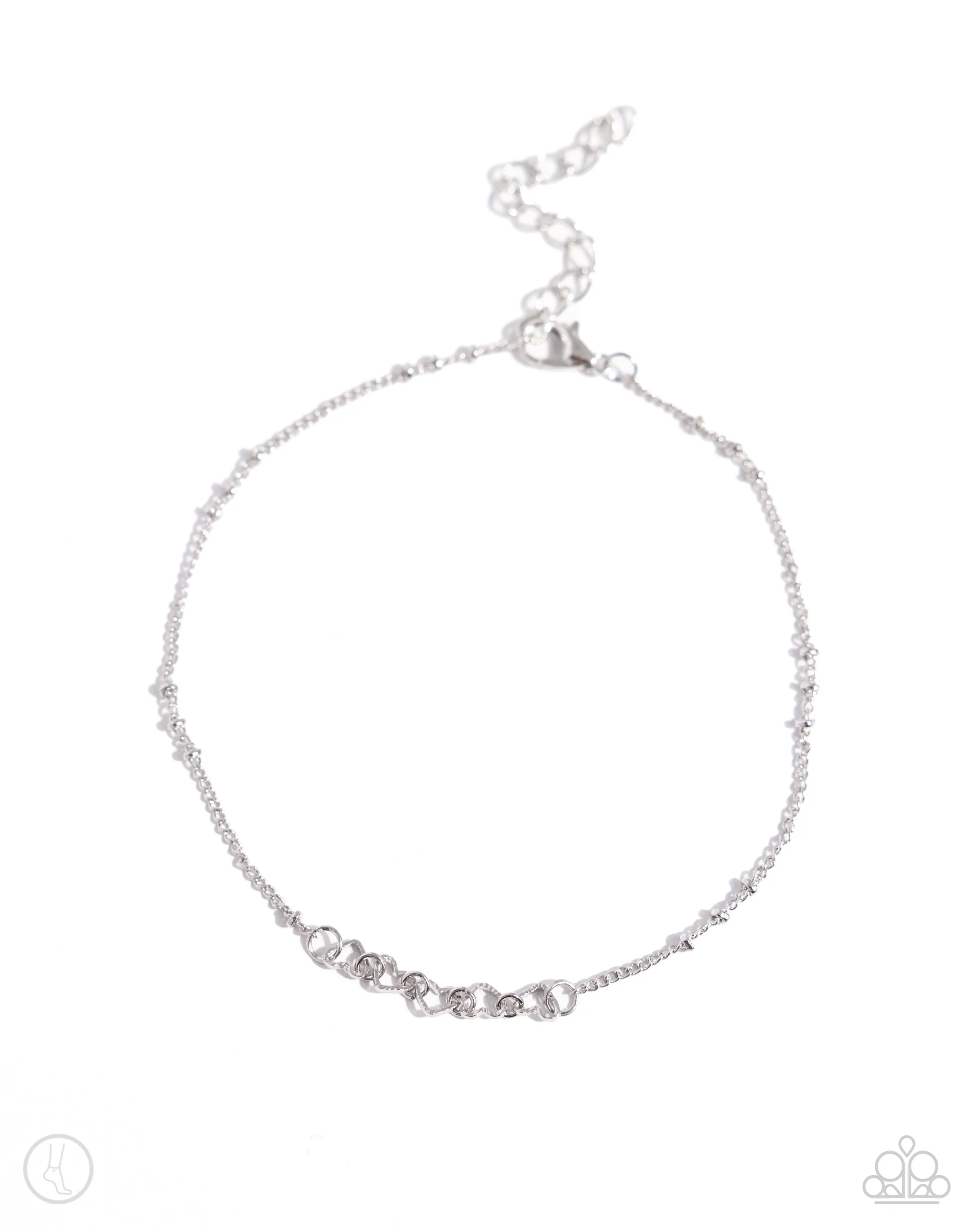 Satellite Shimmer - Silver - Heart Paparazzi Anklet