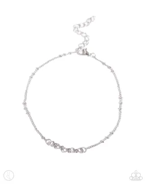 Satellite Shimmer - Silver - Heart Paparazzi Anklet