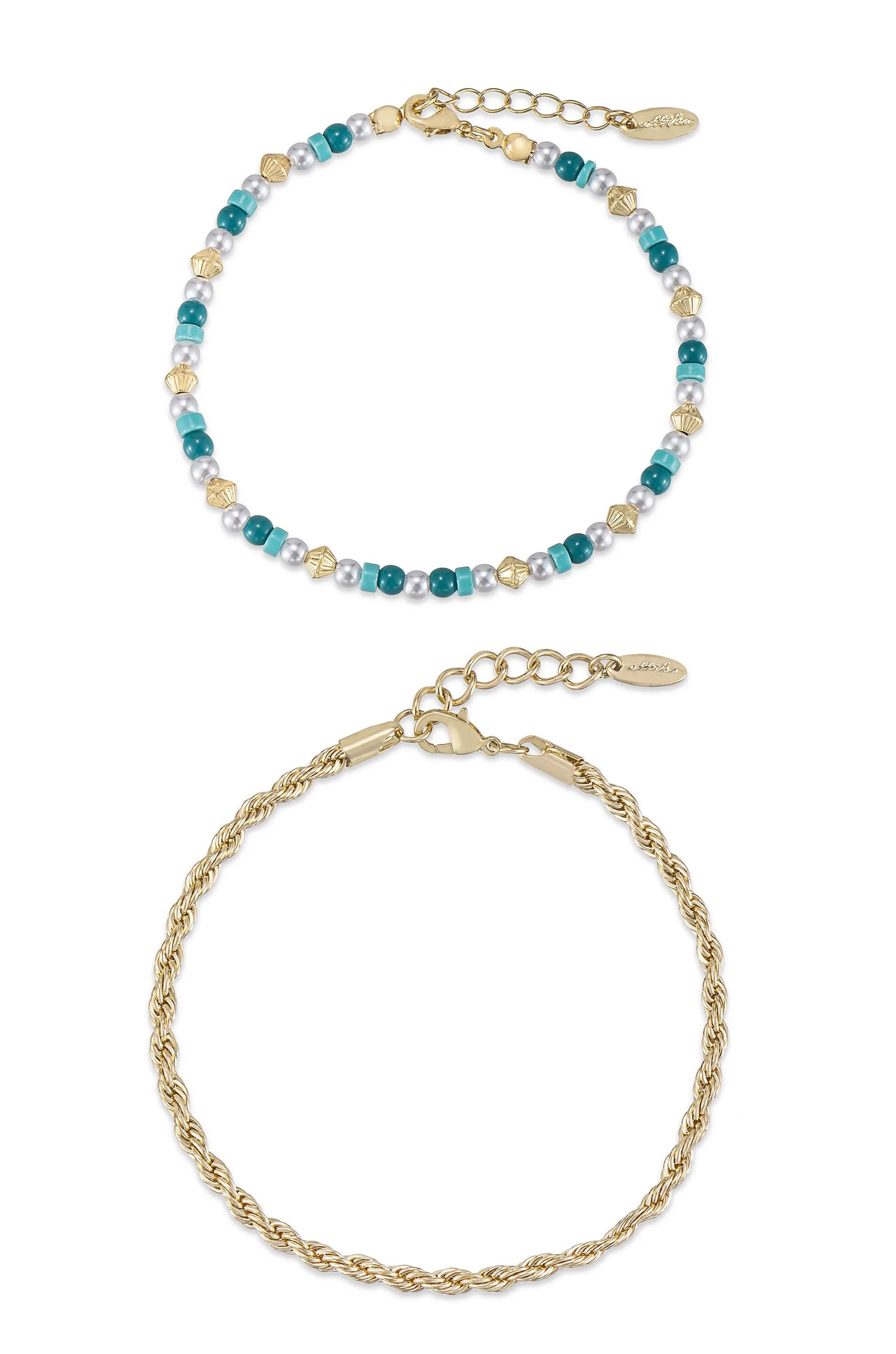 Seaside Turquoise and Pearl Anklet Set