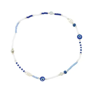 Seed Bead & Fresh Water Pearl Eye of Protection Anklet
