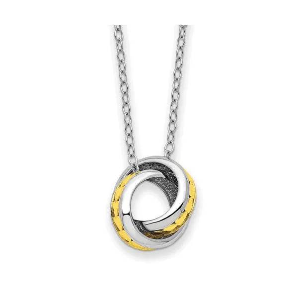 Sentimental Expressions Sterling Silver Rhodium and Gold Plated Always Together Necklace