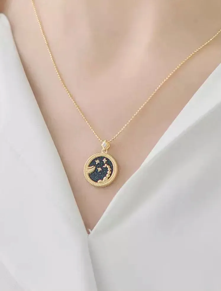 Set of 12- Mother Of Pearl Sterling Silver / 18k Gold Plated Boho & Mala Horoscope Necklaces